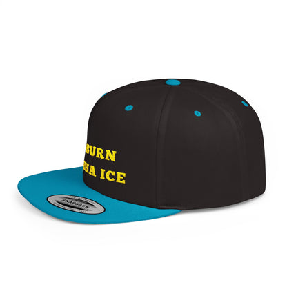 Burn Tha Ice Logo - Flat Bill Snapback Cap