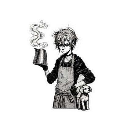 Kiss-Cut Vinyl Decals Sticker Clopen Riley Barista Non-binary Service Industry Server Waiter Coffee Puppy Emo Steam Caffeine Necessity Gift