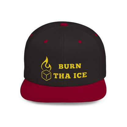 Burn Tha Ice Logo - Flat Bill Snapback Cap
