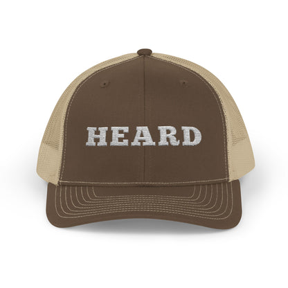 Heard Trucker Cap White Text