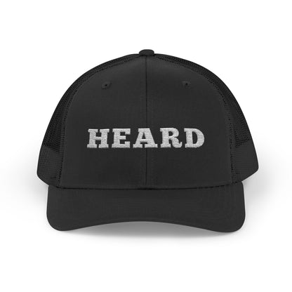 Heard Trucker Cap White Text