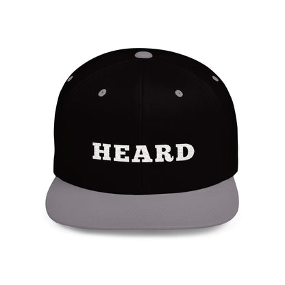 Heard Flat Bill Snapback White Text