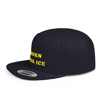 Burn Tha Ice Logo - Flat Bill Snapback Cap