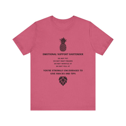 Emotional Support Bartender  Shirt - Black Text