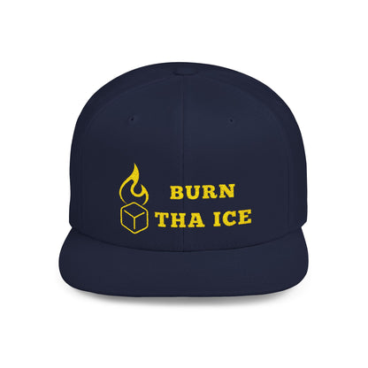 Burn Tha Ice Logo - Flat Bill Snapback Cap