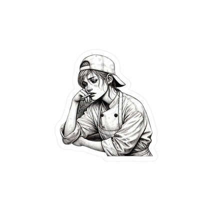 Kiss-Cut Vinyl Decals Kayla, Stickers, Service Industry, Clopen, Tired, Cook and Sous Chef, In The Weeds, Smoke, Sketch art, Busy, AI