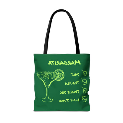 Margarita Tote Bag Black Lime on Dark Green