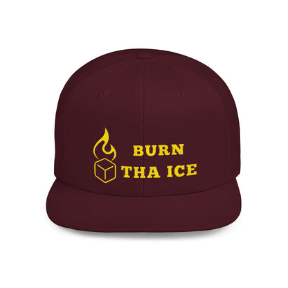 Burn Tha Ice Logo - Flat Bill Snapback Cap