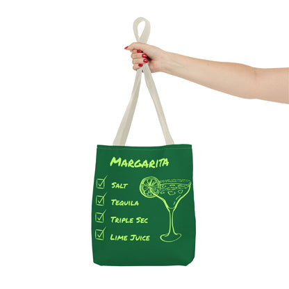 Margarita Tote Bag Black Lime on Dark Green