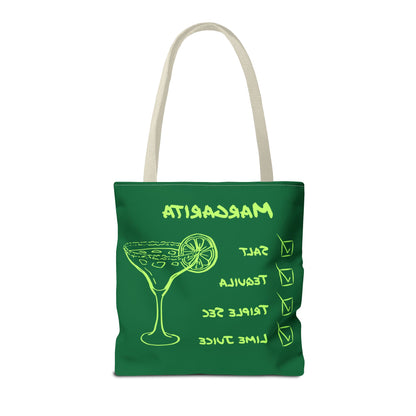 Margarita Tote Bag Black Lime on Dark Green