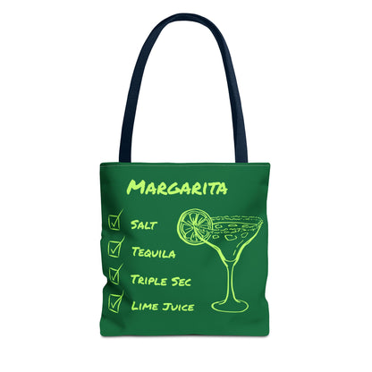 Margarita Tote Bag Black Lime on Dark Green