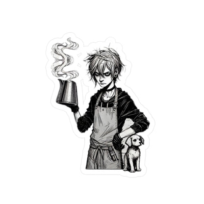 Kiss-Cut Vinyl Decals Sticker Clopen Riley Barista Non-binary Service Industry Server Waiter Coffee Puppy Emo Steam Caffeine Necessity Gift