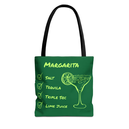 Margarita Tote Bag Black Lime on Dark Green