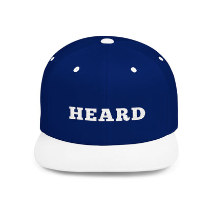 Heard Flat Bill Snapback White Text