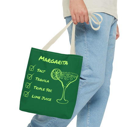 Margarita Tote Bag Black Lime on Dark Green