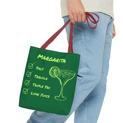 Margarita Tote Bag Black Lime on Dark Green