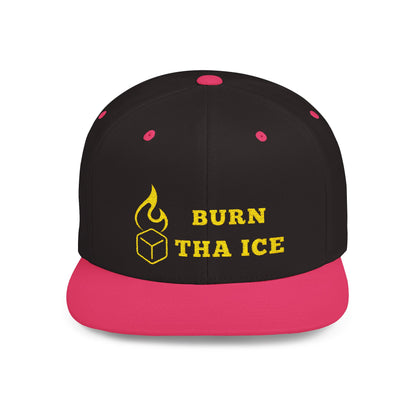 Burn Tha Ice Logo - Flat Bill Snapback Cap