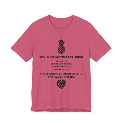Emotional Support Bartender  Shirt - Black Text